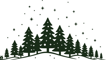 Christmas Tree Forest with Snow and Gifts