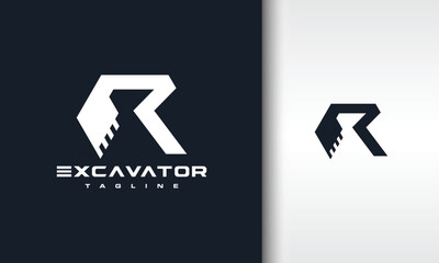 Excavator Construction Logo Mark Initial R for Business