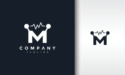 Modern Tech Logo with Letter M and Pulse Line