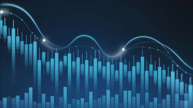 Abstract Data Visualization: A captivating visual representation of financial data, highlighting market trends through intricate lines and dynamic bar charts. - Powered by Adobe