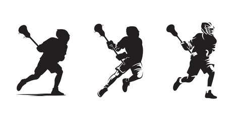 Dynamic Lacrosse Player Silhouette Vector Illustration for Sports Design and Team Branding