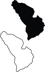Obraz premium Black silhouette and outline of a distinctive geographical region on a clean white background