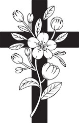 Floral cross svg, Religious symbol, Christian cross with flowers