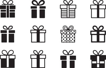 Gift box icons on white background