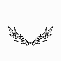 Obraz premium Olive branch illustration in minimalist line style on white background 
