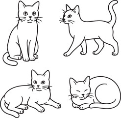 Line art cats vector