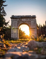 Obraz premium Ancient archway at sunset (1)