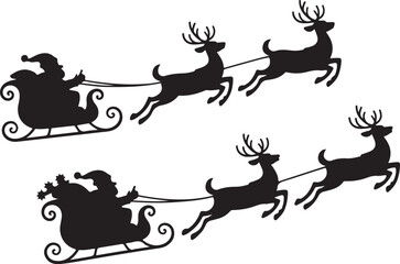 Santa's sleigh silhouette. Santa Claus silhouette black filled vector Illustration icon