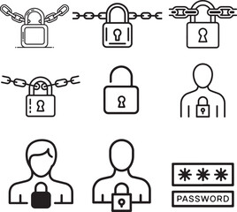 Lock icon set. Padlock open and closed. Locked and unlocked icon. Security symbol. Vector illustration