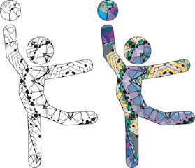 Rhythmic gymnastics icon. Olympic sport. Abstract hand drawing.