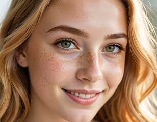 A close-up shot of a smiling young woman