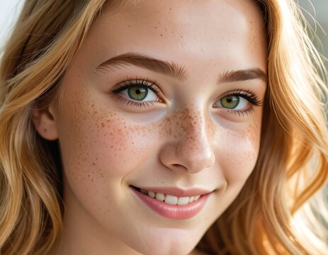 A close-up shot of a smiling young woman