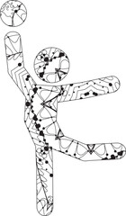 Rhythmic gymnastics icon for coloring. Olympic sport. Abstract hand drawing.