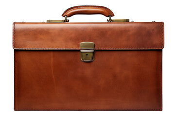 Brown Leather Briefcase on a transparent background