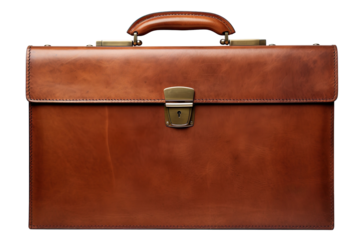 Brown Leather Briefcase on a transparent background