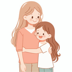 Mommy and her Daughter Happily. Happy Mother Day