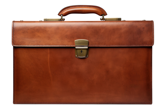 Brown Leather Briefcase on a transparent background