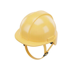 Isometric 3D Pastel Yellow Safety Helmet with Chin Strap in Toy-Like Rounded Style for Logistics and Industry