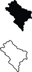 Obraz premium A clear black map silhouette and outline showcasing the unique geographical form of a particular administrative area