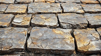 Obraz premium Close-up view of a paved stone surface
