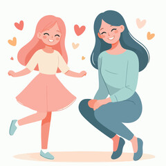 Mommy and her Daughter Happily. Happy Mother Day