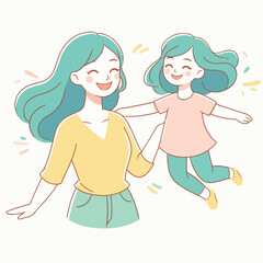 Mommy and her Daughter Happily. Happy Mother Day