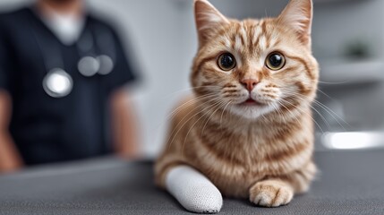Adorable Cat at Veterinary Clinic Setting