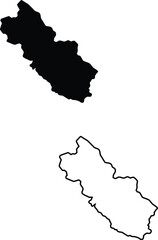 Obraz premium A distinct geographical area is depicted using a black silhouette and an accompanying detailed contour