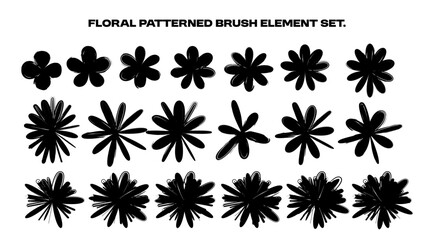 Elements for line brushes, Flower Shape Pattern, available in several sheets. Grunge texture. Ready to use.