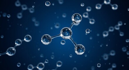 Molecular structures abstract on blue background