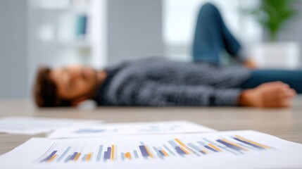 Businessman Overwhelmed by Work Stress on Floor