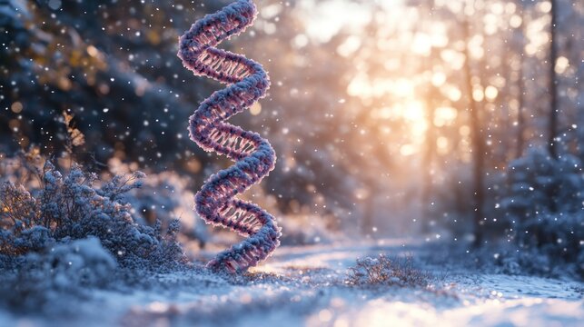 DNA helix in snowy winter forest - Powered by Adobe