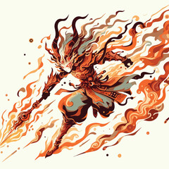 General of Fiery Warrior Illustration