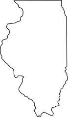 A precise black outline delineates the unique geographical shape of the state of Illinois