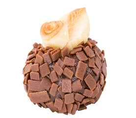 gourmet brigadeiro, Brazilian chocolate sweet, typical Brazilian birthday party bonbon, isolated white background