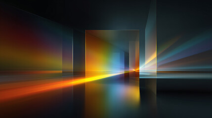 Abstract rainbow background with shines in the dark. 