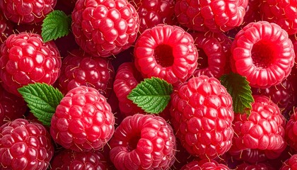 Closeup of fresh raspberries, background