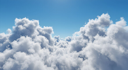 Puffy White Clouds Against Bright Blue Sky Creating Tranquil Atmosphere in Nature