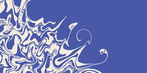 Modern Blue wavy lines abstract background. Trendy psychedelic retro style backdrop. Waves, swirl and twirl pattern. Twisted distorted vector texture. Y2k aesthetic design