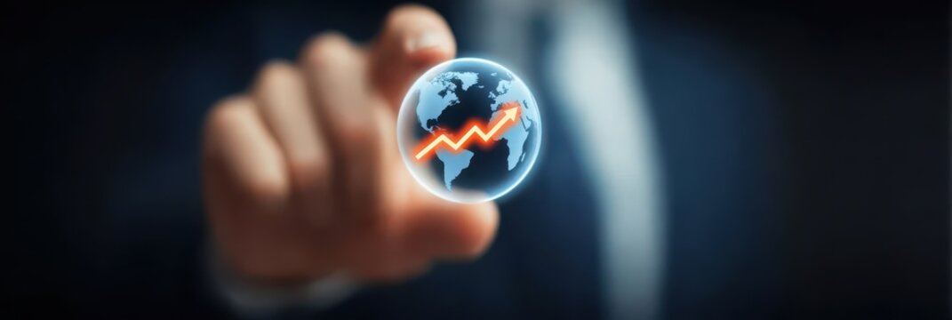 Business Strategist Presenting Futuristic Growth Plan in Holographic Display