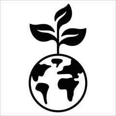 Plant growing on earth globe showing environmental care vector