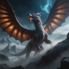 Moonlit Confrontation: Knights vs. the Ancient Dragon