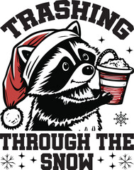 TRASHING THROUGH THE SNOW TYPHOGRAPHY T-SHIRT DESIGN