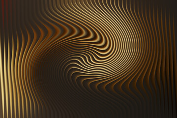 Abstract golden vortex with wavy lines creating a mesmerizing and dynamic effect