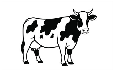 Vectorized Cow for print, sketch, Drawing, Decoration