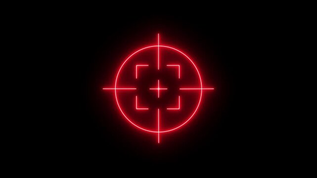 Glowing neon target icon animation. Military training , Military target icon animation. Gun target set icon, Sight sniper target motion background. gun aim, sniper target, hunting, target audience. 