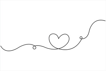 Heart continuous one line art drawing. One contour heart for love design. One line art sketch heart vector illustration. Simplicity symbol love sign isolated on white background