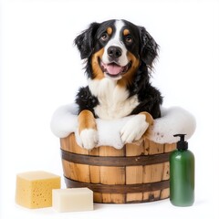 Happy Dog in Bath Tub