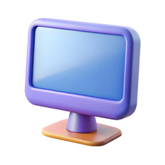 Retro purple computer monitor with a blank screen on a colorful stand