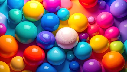 A vibrant, close-up view of colorful, glossy orbs